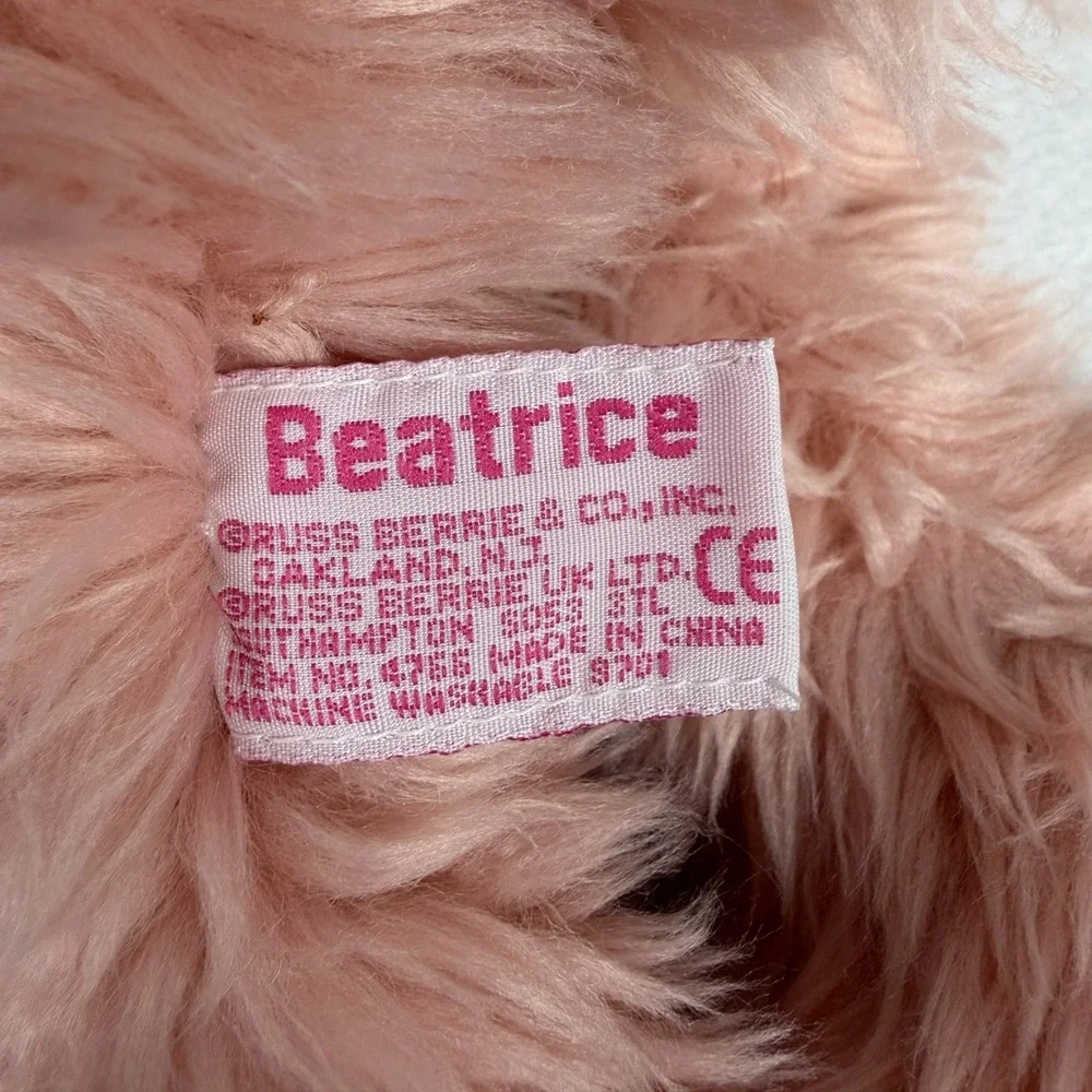 Russ Berrie Beatrice Pink Shaggy Bunny Rabbit Plush Stuffed Animal 4766 NWT